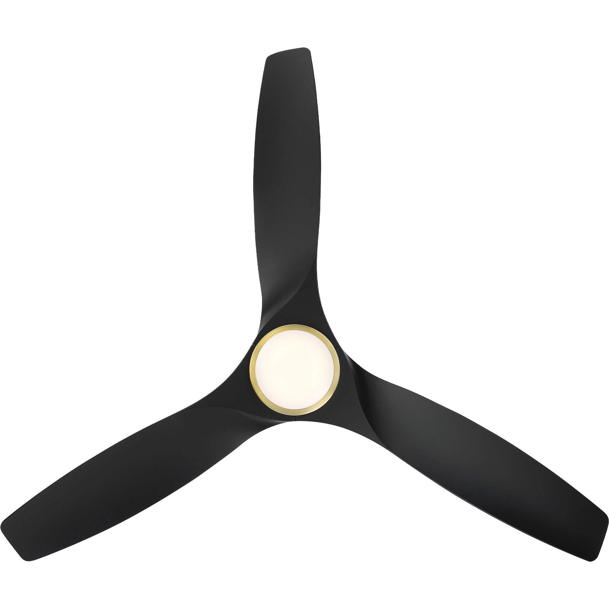 Skylark 54 inch Soft Brass and Matte Black with Matte Black Blades Downrod Ceiling Fan in Soft Brass Matte Black