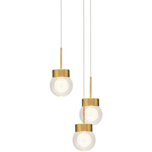 Double Bubble 3 Light 12 inch Aged Brass Multi-Light Pendant Ceiling Light