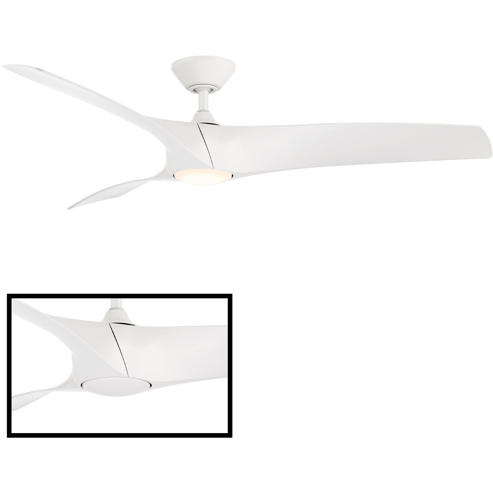 Zephyr 52 inch Matte White Downrod Ceiling Fan, Smart Ceiling Fan