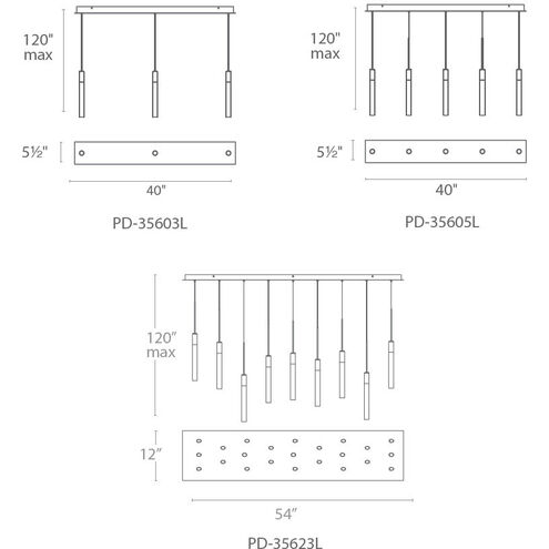 Magic LED 5.5 inch Polished Nickel Multi-Light Pendant Ceiling Light in 3, Linear