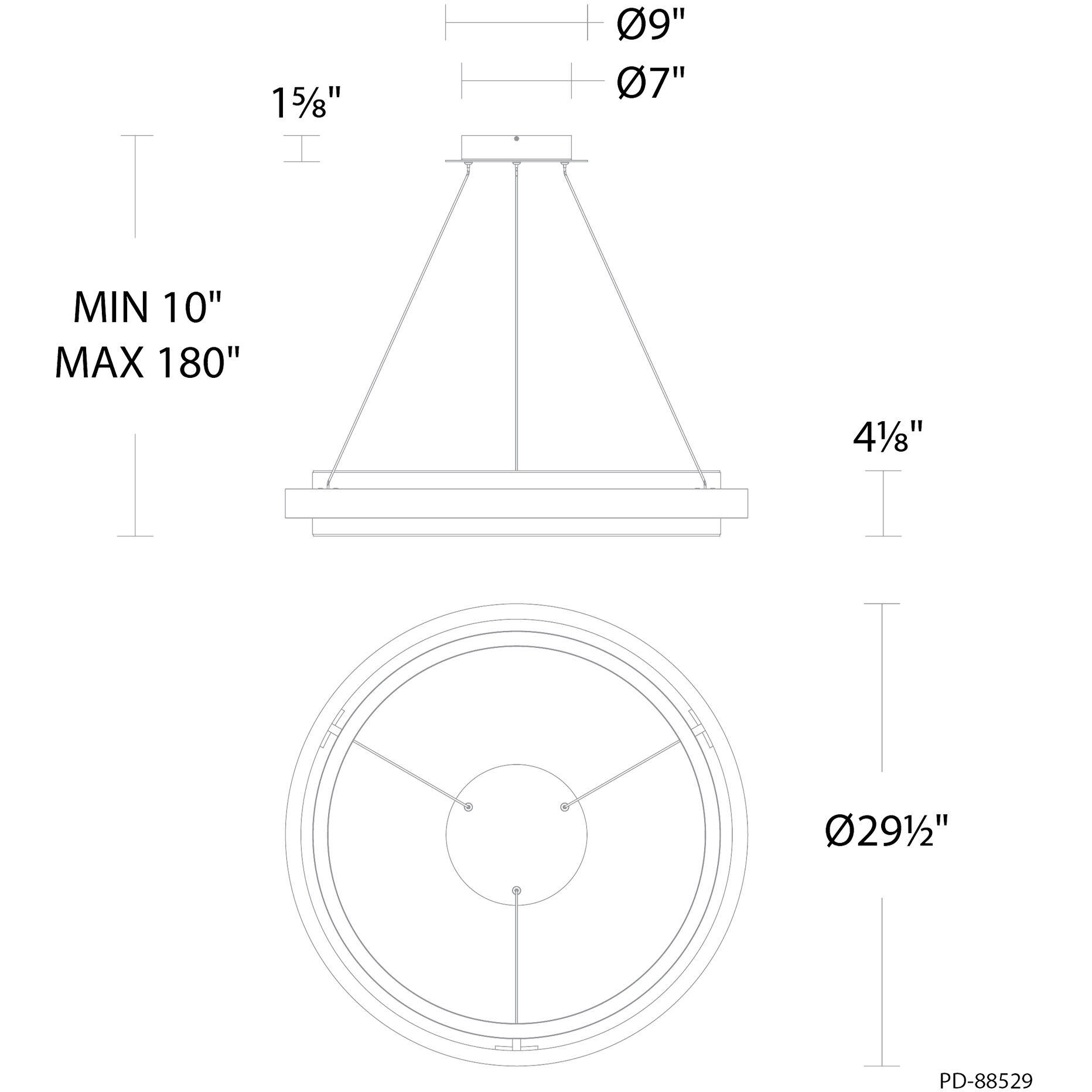 Delaney LED 29.5 inch Black and Dark Walnut Indoor Hanging Lighting Ceiling Light