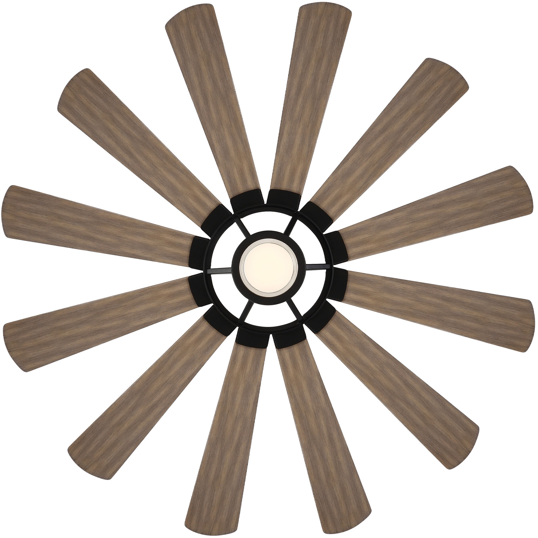 Wyndmill 65 inch Matte Black and Barn Wood with Barn Wood Blades Downrod Ceiling Fan in 3000K, Matte Black Barn Wood