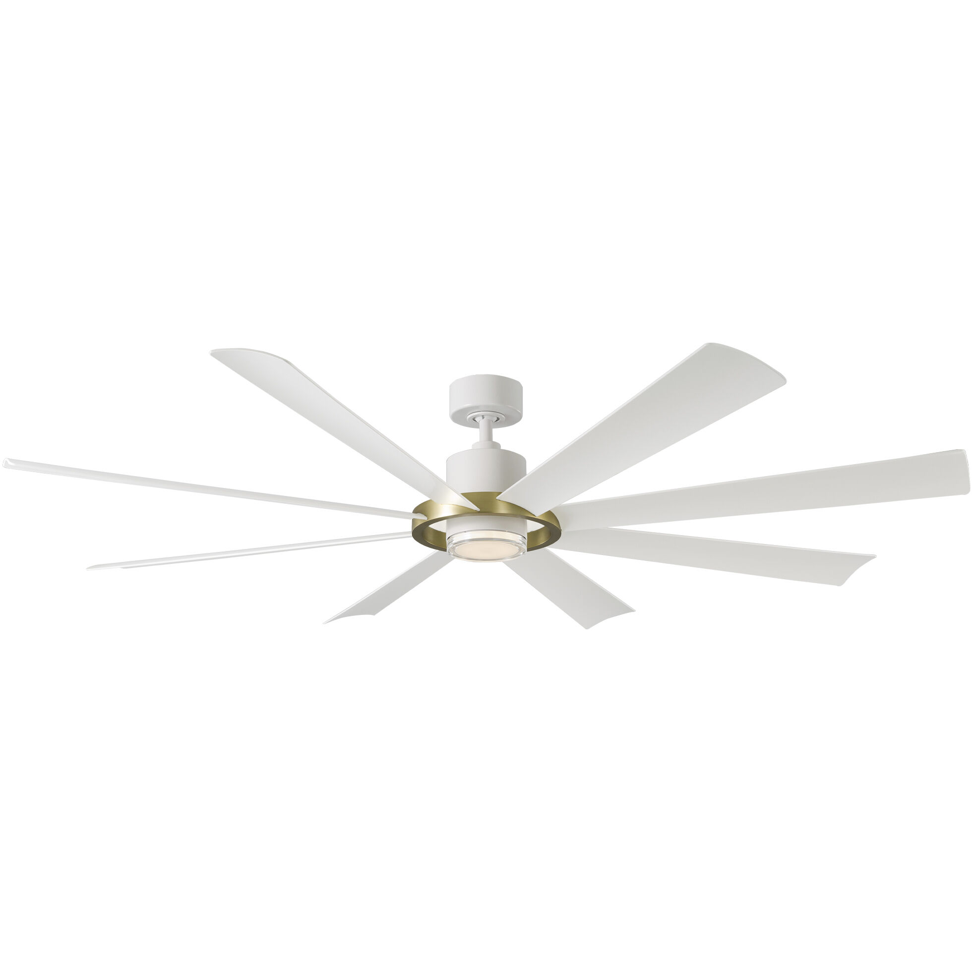 Aura 72 inch Soft Brass and Matte White with Matte White Blades Downrod Ceiling Fan in Soft Brass Matte White