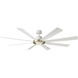 Aura 72 inch Soft Brass and Matte White with Matte White Blades Downrod Ceiling Fan in Soft Brass Matte White