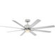 Renegade 66 inch Brushed Nickel Titanium with Titanium Blades Downrod Ceiling Fan in 3000K