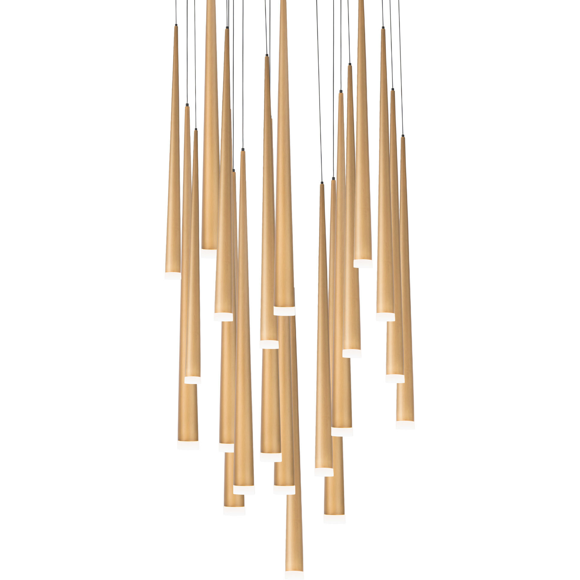 Cascade LED 26 inch Aged Brass Multi-Light Pendant Ceiling Light in 21, Round, 28in.