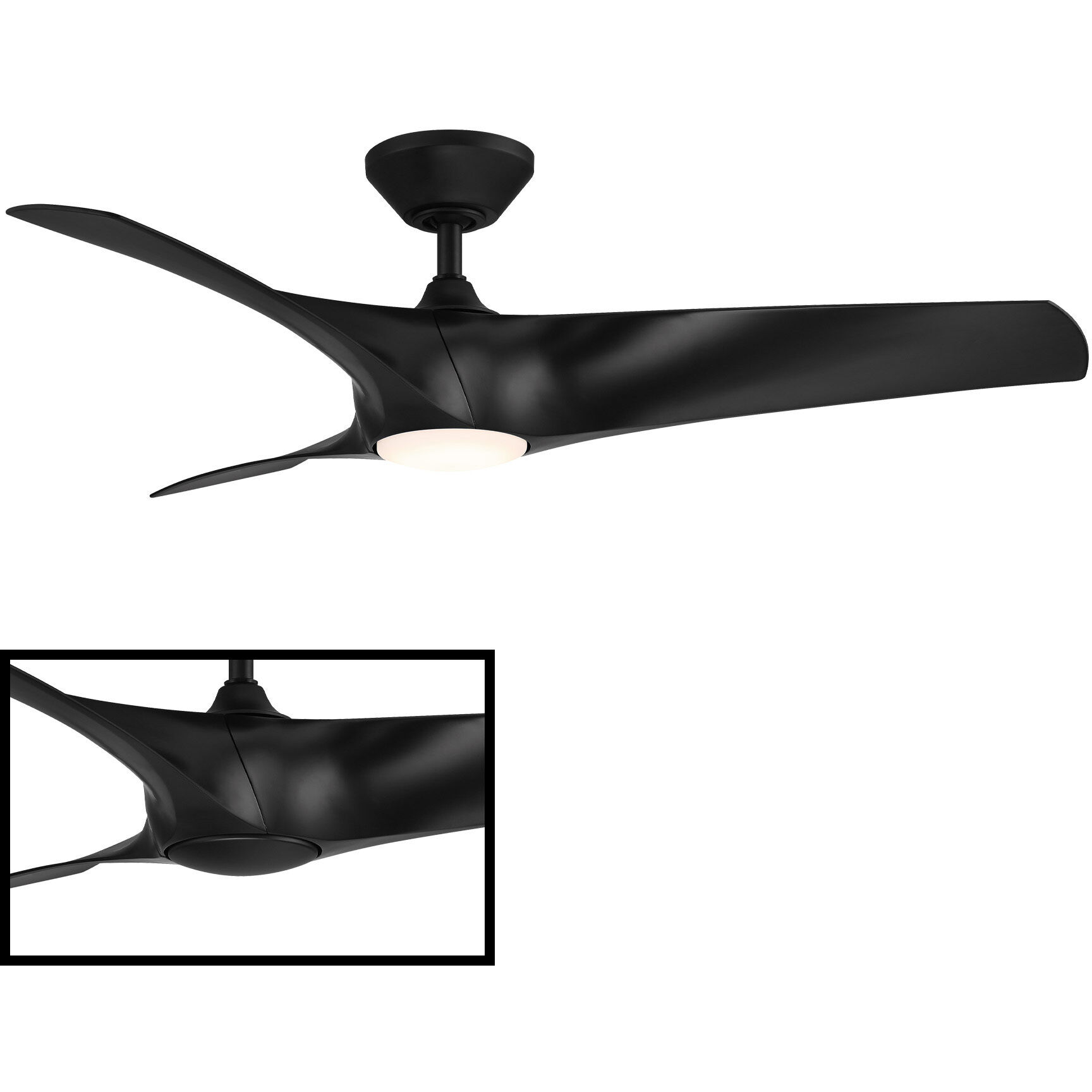 Zephyr 52 inch Matte Black Downrod Ceiling Fan, Smart Ceiling Fan