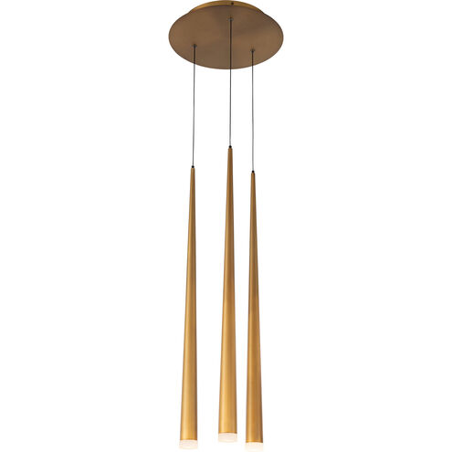 Cascade LED 12 inch Aged Brass Multi-Light Pendant Ceiling Light in 3, Round, 28in.