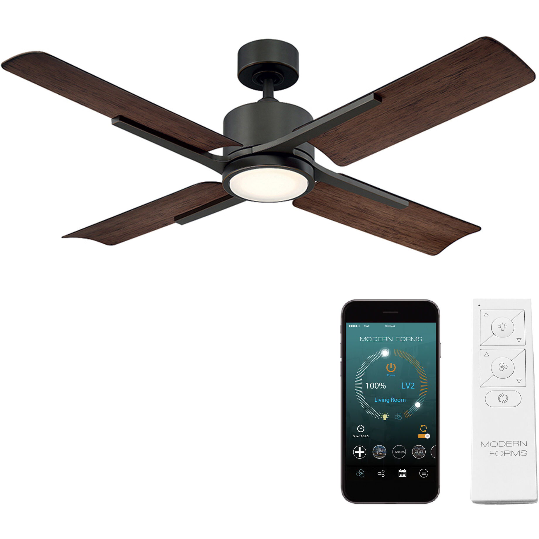 Cervantes 56 inch Oil Rubbed Bronze and Dark Walnut with Dark Walnut Blades Downrod Ceiling Fan in 2700K, Oil Rubbed Bronze Dark Walnut