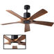 Aviator 54 inch Matte Black Distressed Koa with Distressed Koa Blades Downrod Ceiling Fan, Smart Ceiling Fan