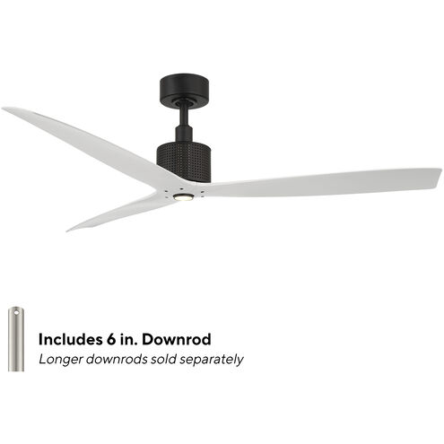 Spinster 60 inch Matte Black and Matte White with Matte White Blades Downrod Ceiling Fan in Matte Black Matte White
