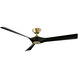 Torque 58 inch Soft Brass Matte Black with Matte Black Blades Downrod Ceiling Fan in Soft Brass and Matte Black