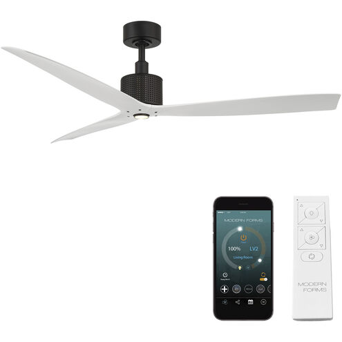 Spinster 60 inch Matte Black and Matte White with Matte White Blades Downrod Ceiling Fan in Matte Black Matte White