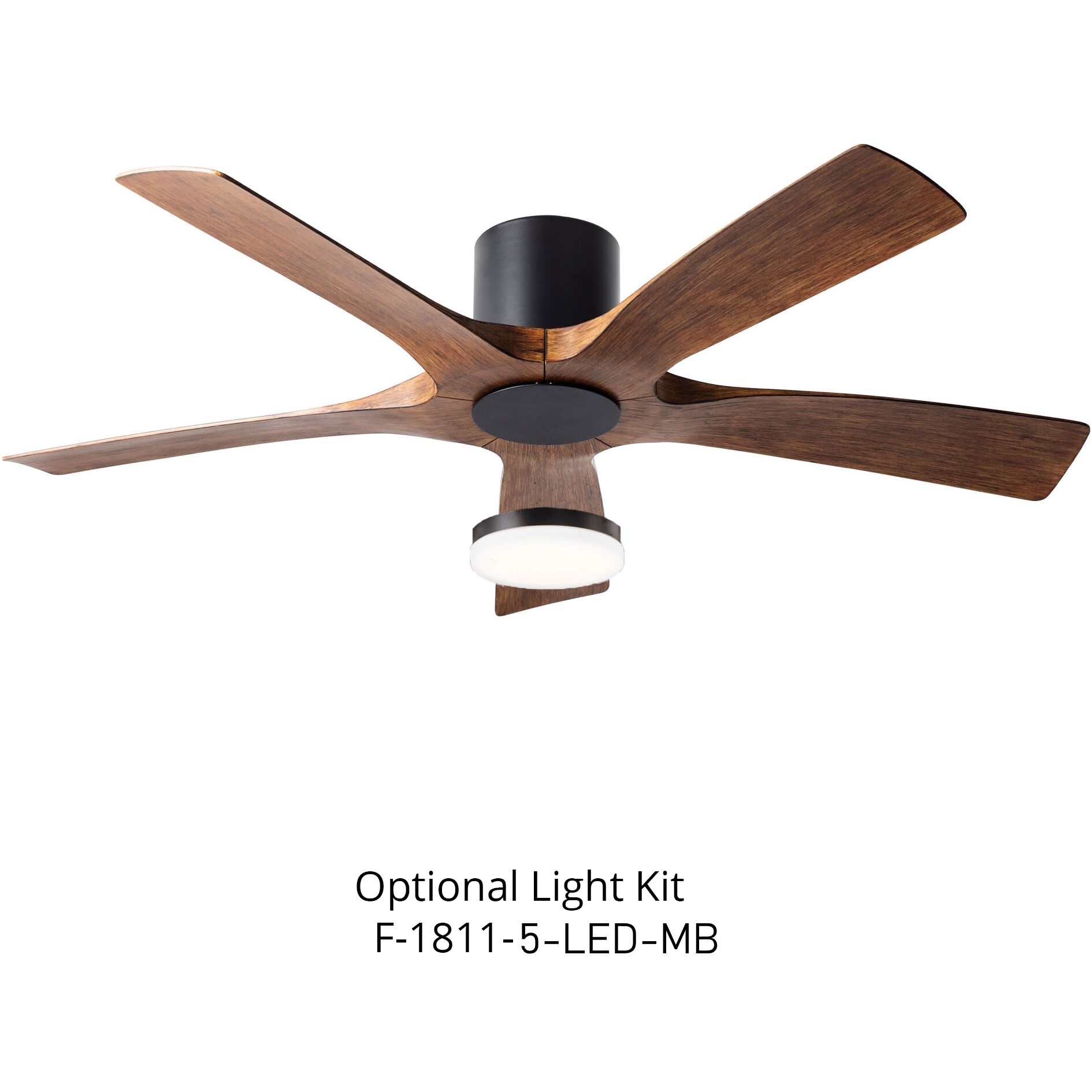 Aviator 54 inch Matte Black and Distressed Koa with Distressed Koa Blades Flush Mount Ceiling Fan in Matte Black Distressed Koa, Smart Ceiling Fan