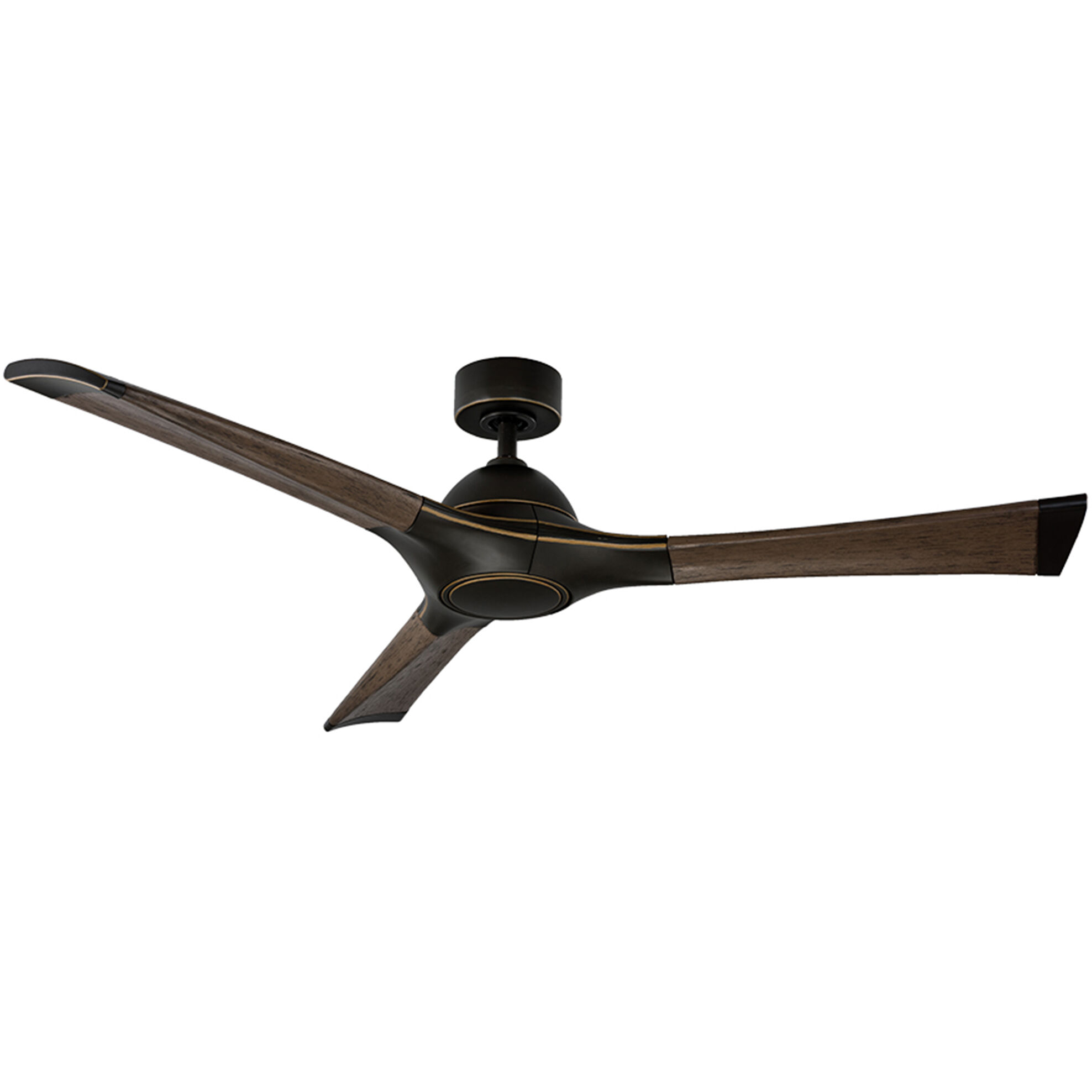 Woody 60 inch Oil Rubbed Bronze and Dark Walnut with Dark Walnut Blades Downrod Ceiling Fan in 2700K, Oil Rubbed Bronze Dark Walnut