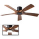 Aviator 54 inch Matte Black and Distressed Koa with Distressed Koa Blades Flush Mount Ceiling Fan in Matte Black Distressed Koa, Smart Ceiling Fan