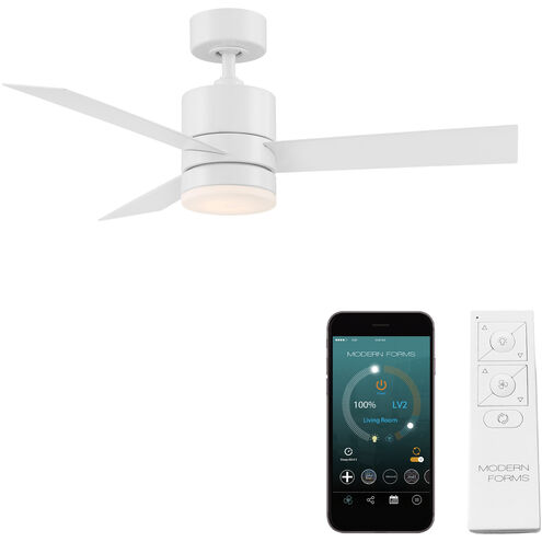Axis 44 inch Matte White Downrod Ceiling Fan in 2700K