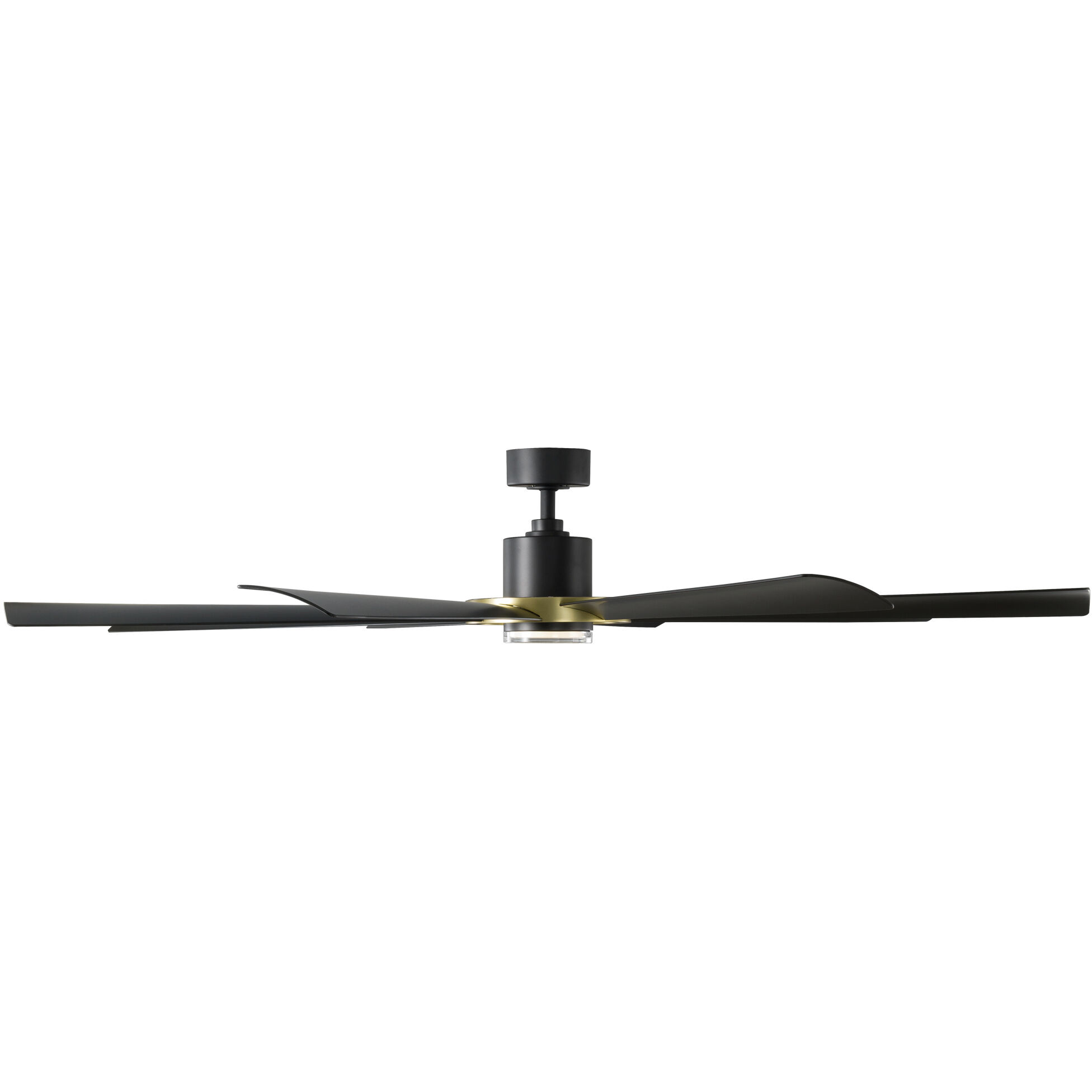 Aura 72 inch Soft Brass and Matte Black with Matte Black Blades Downrod Ceiling Fan in Soft Brass Matte Black