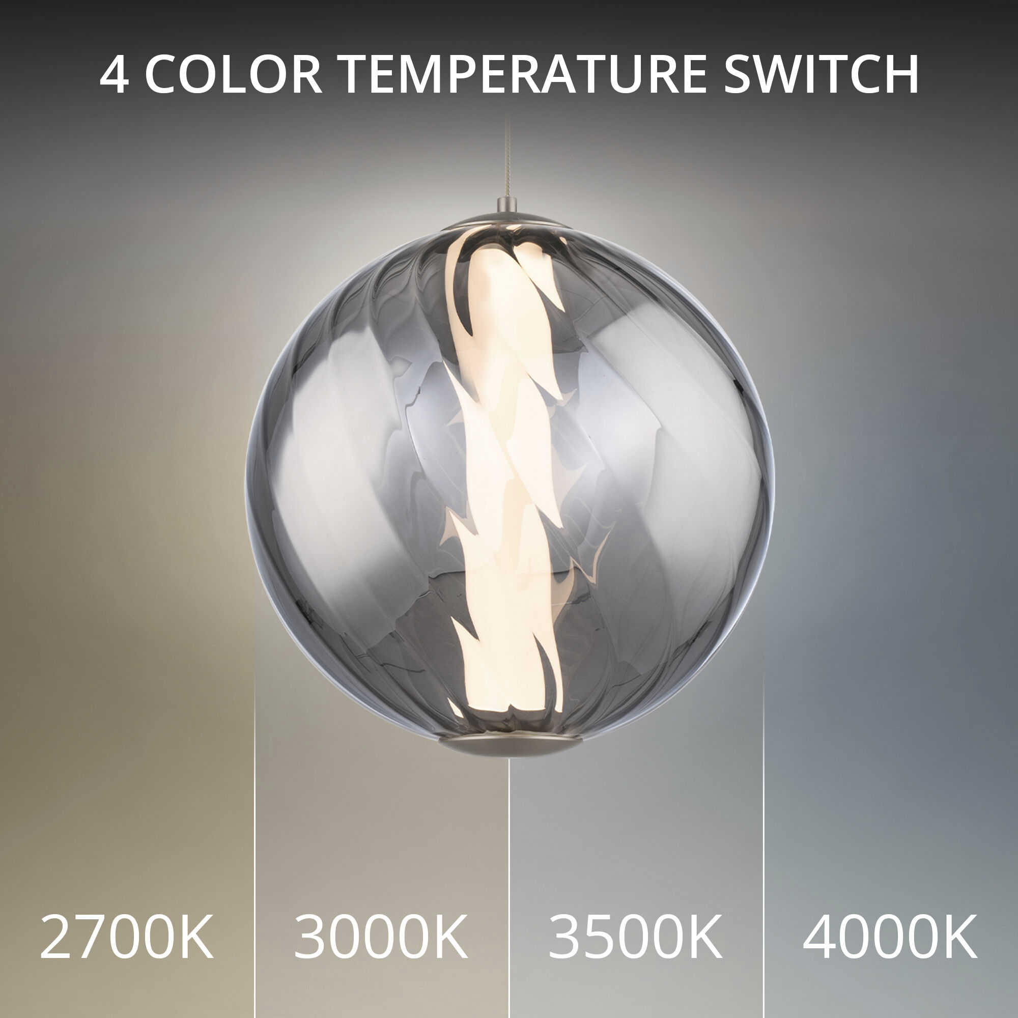 Swirly LED 9.9 inch Smoke Glass and Brushed Nickel Indoor Hanging Lighting Ceiling Light in 4000K