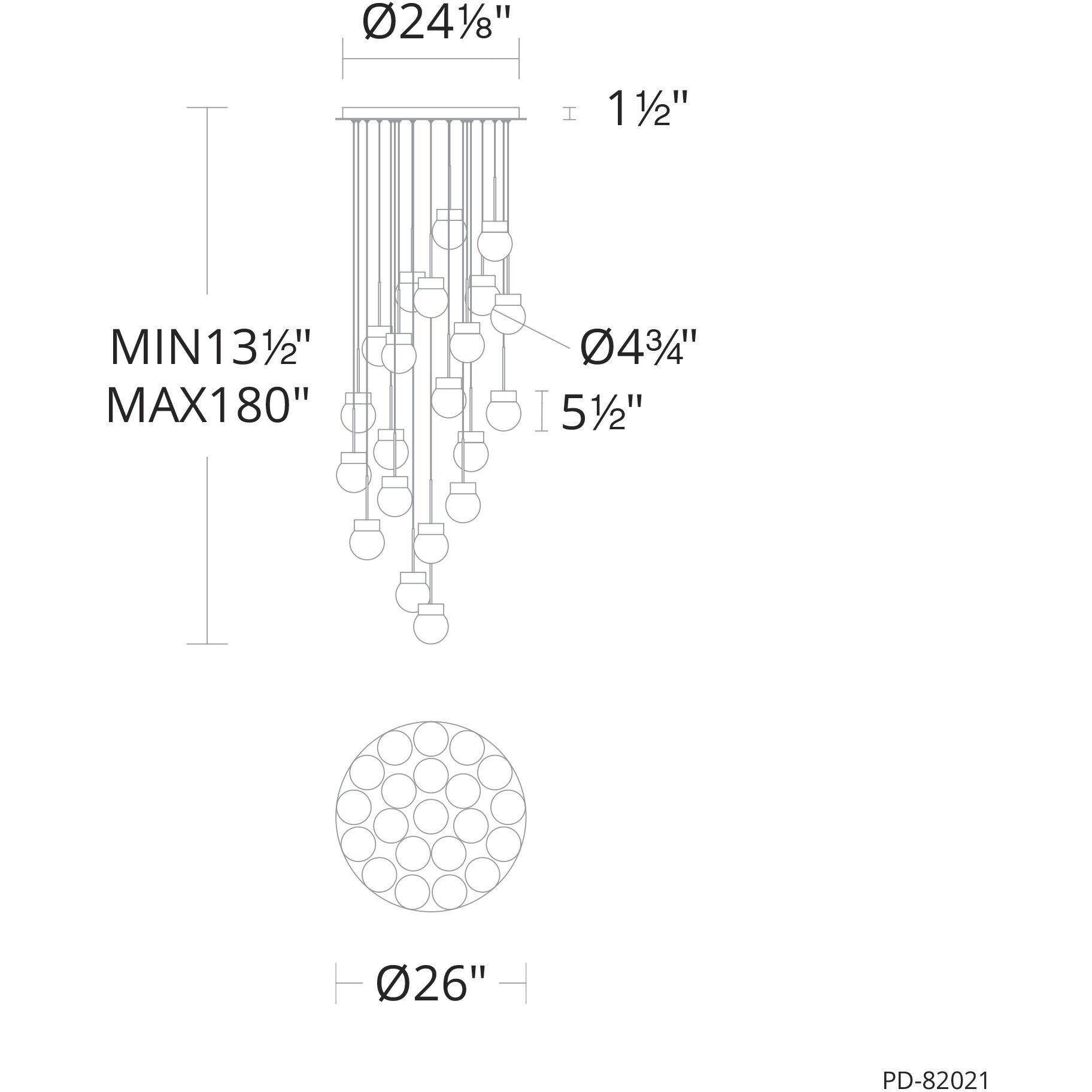 Double Bubble 21 Light 26 inch Aged Brass Multi-Light Pendant Ceiling Light