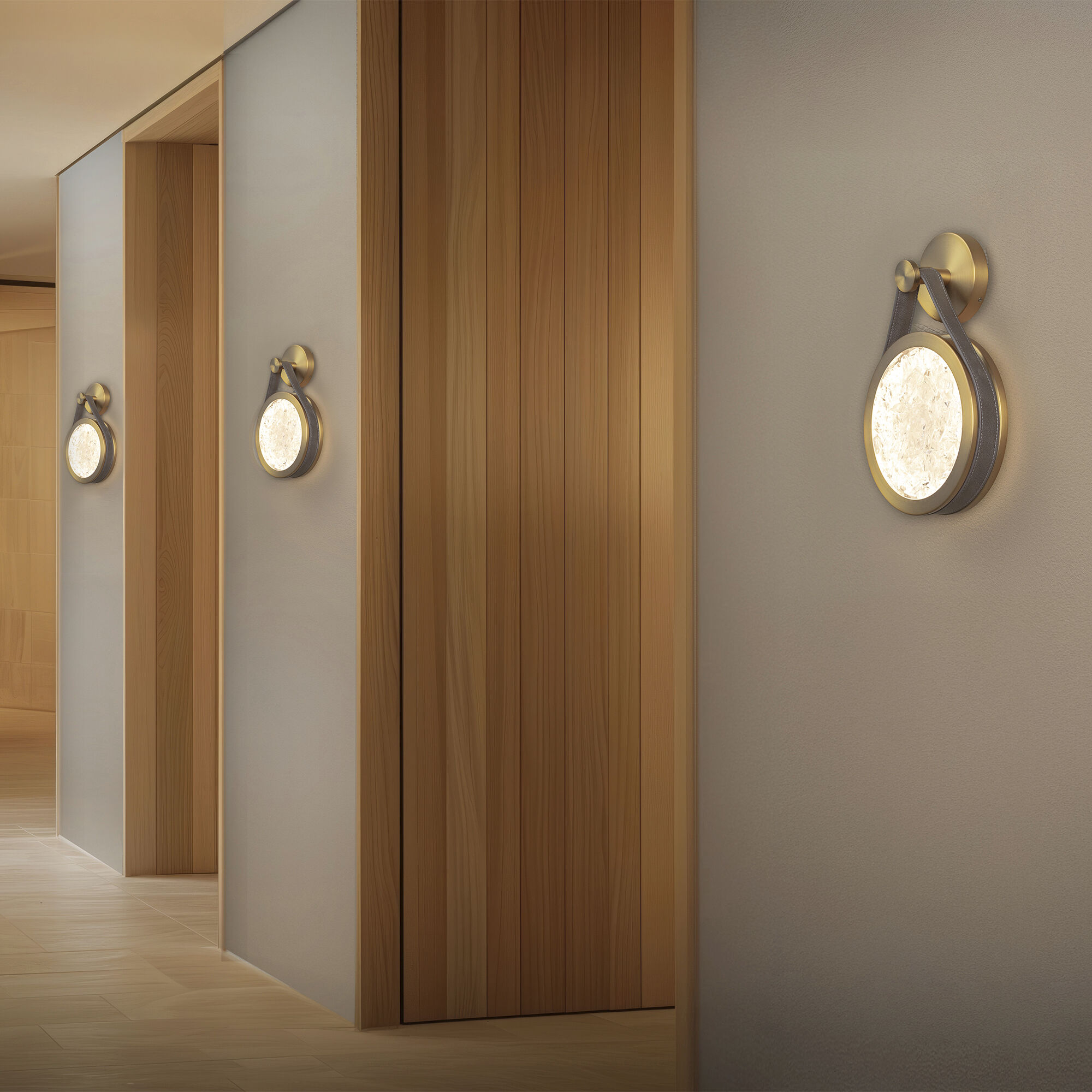 Clare Indoor Wall Lighting in Warm Brown and Aged Brass