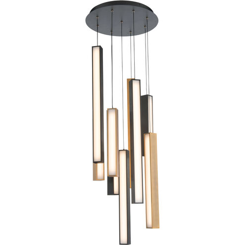 Chaos LED 17 inch Black Aged Brass Multi-Light Pendant Ceiling Light in 9, 17in., Black Aged Brass/Black