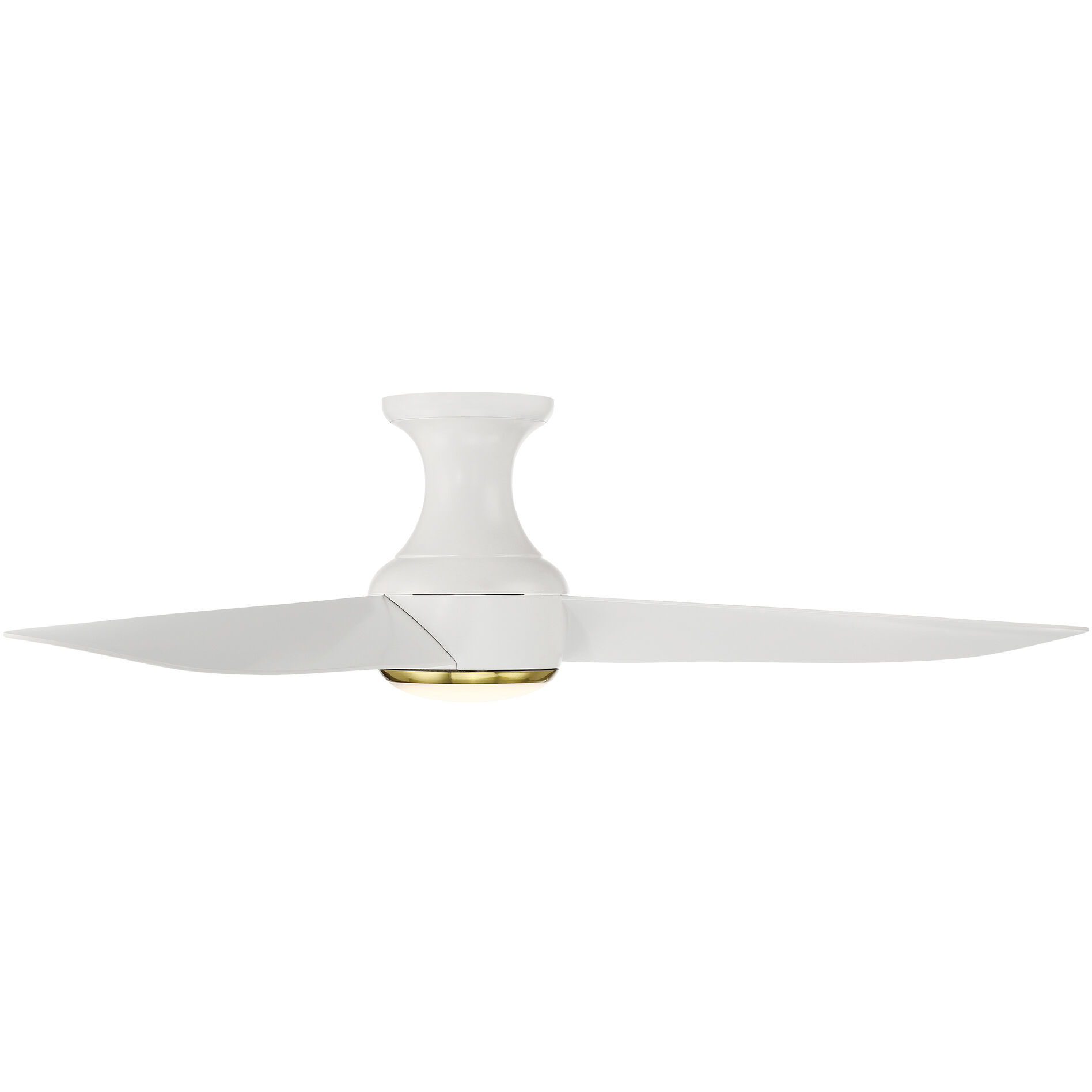 Corona 52 inch Soft Brass and Matte White with Matte White Blades Flush Mount Ceiling Fan in 3500K, Soft Brass Matte White