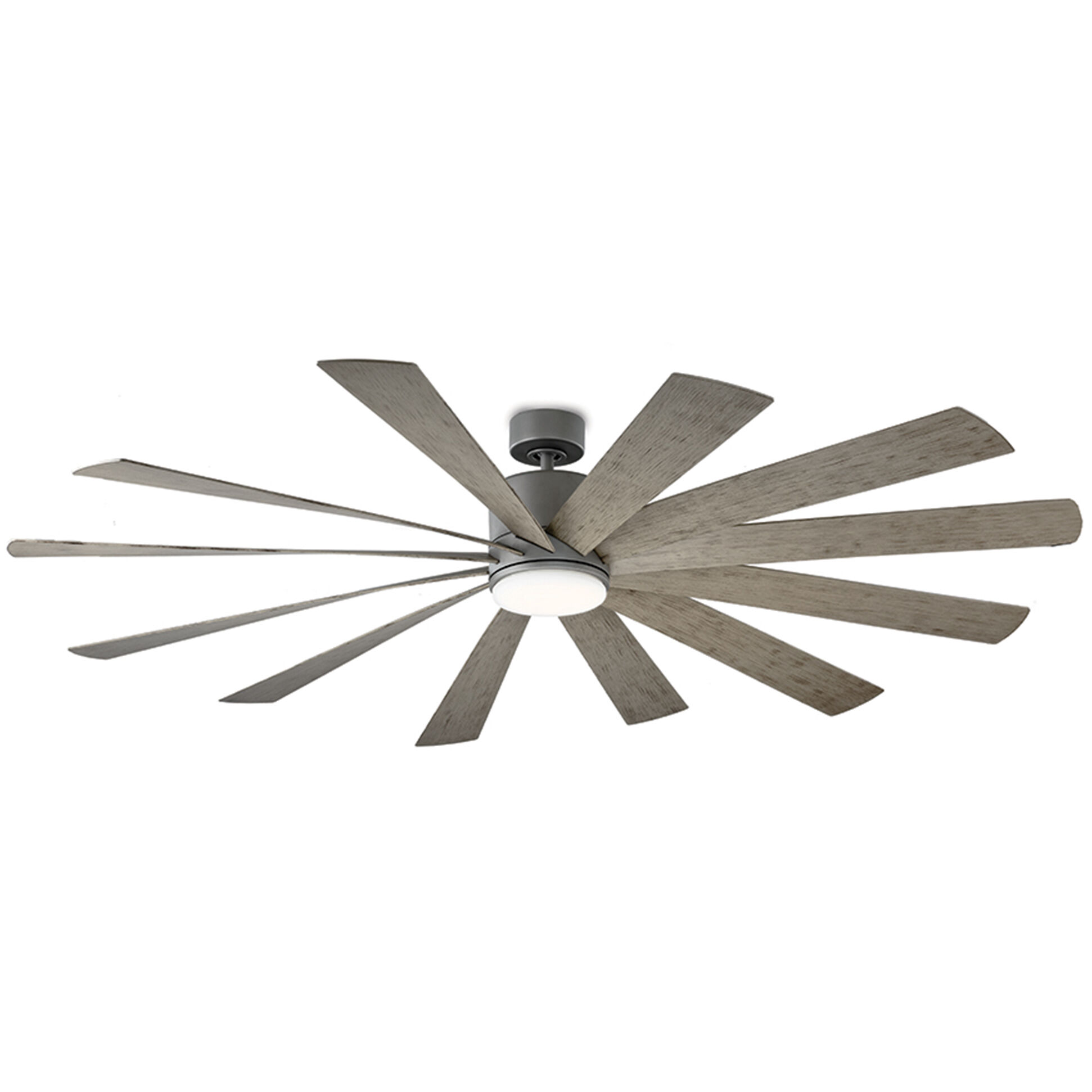 Windflower 80 inch Graphite and Weathered Gray with Weathered Gray Blades Downrod Ceiling Fan in 3000K, Graphite Weathered Gray, Smart Ceiling Fan