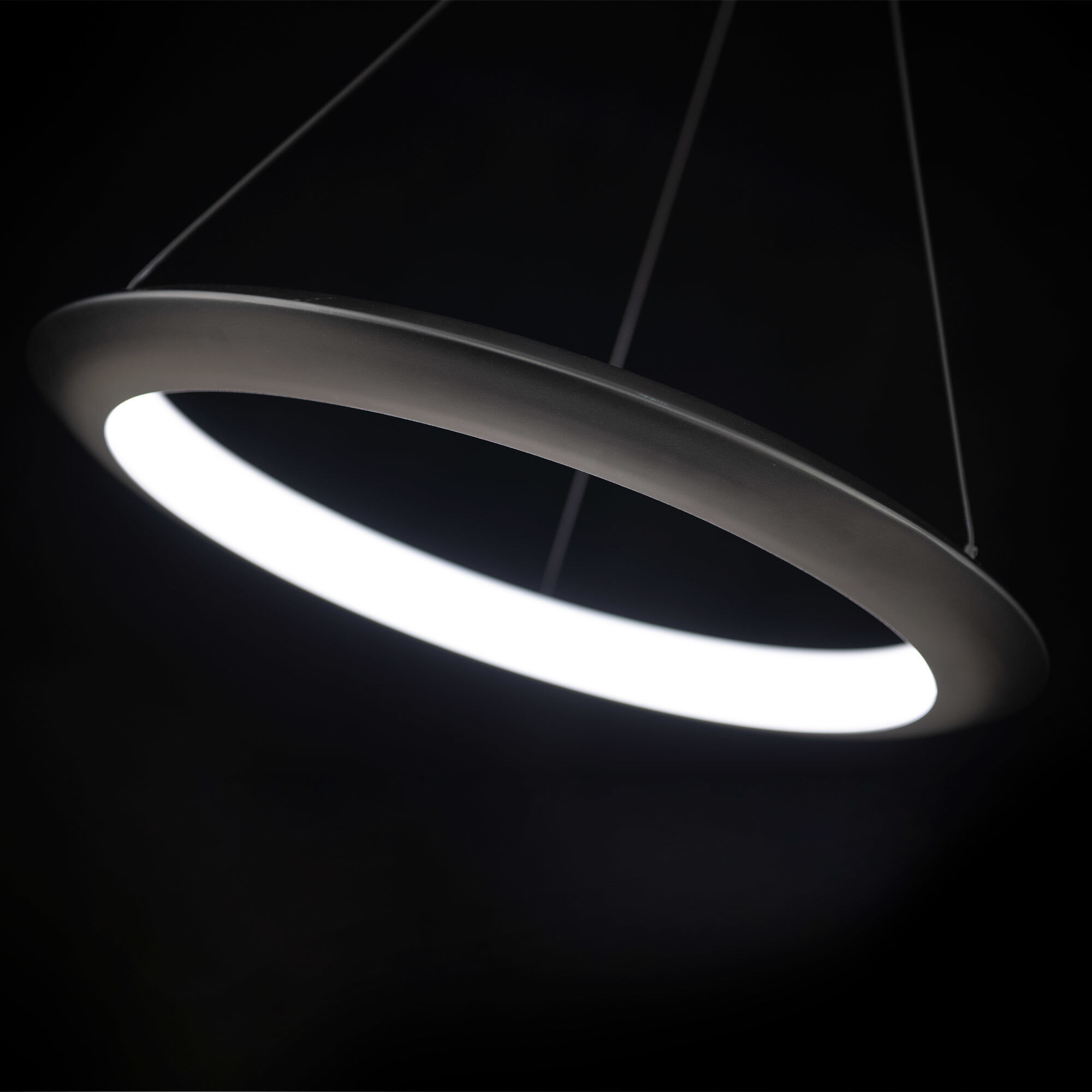 The Ring LED 24 inch Black Chandelier Ceiling Light in 3000K, 24in.