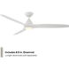 Skylark 62 inch Matte White Downrod Ceiling Fan