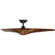 Zephyr 52 inch Matte Black and Distressed Koa with Distressed Koa Blades Downrod Ceiling Fan in Matte Black Distressed Koa, Smart Ceiling Fan