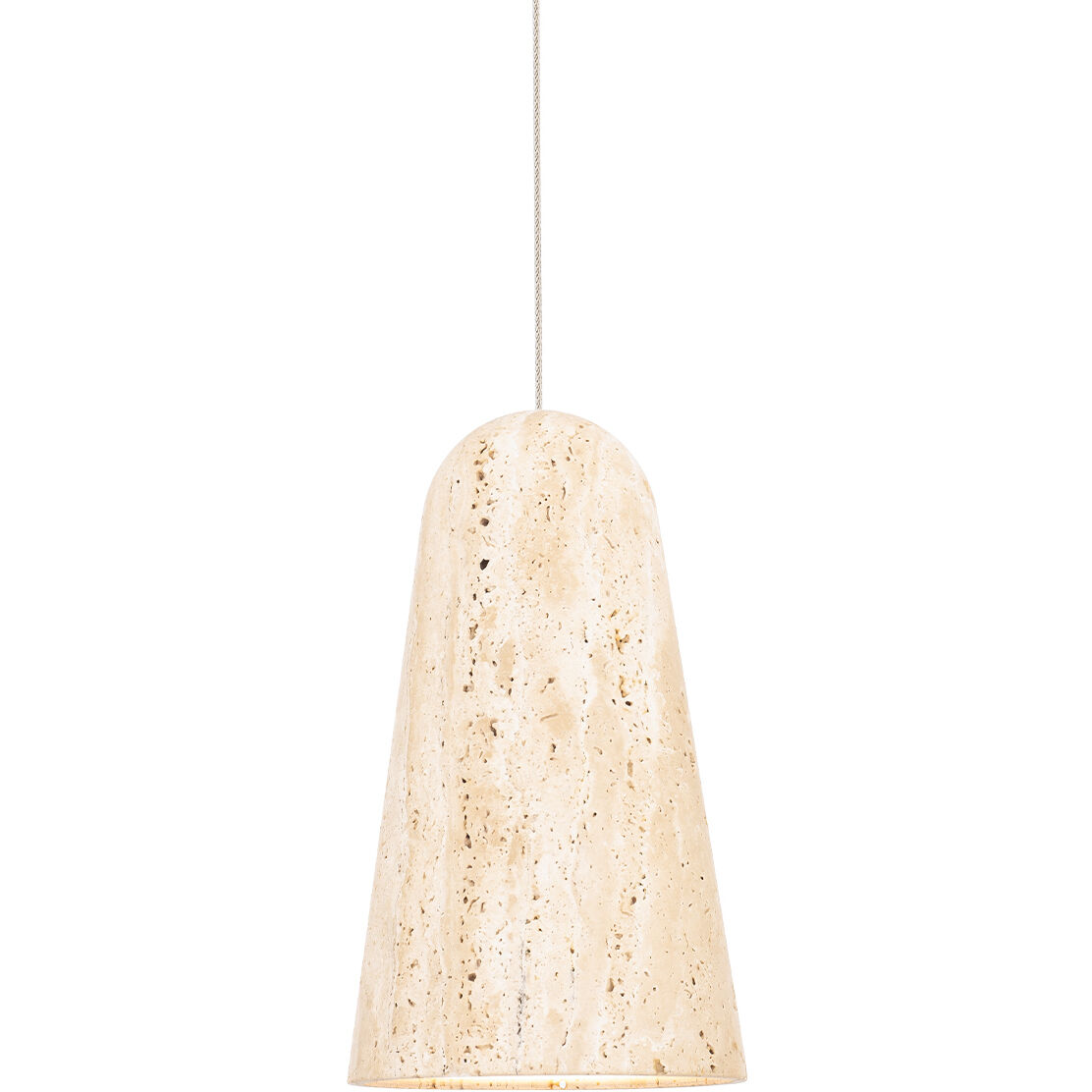 Pompeii LED 6 inch Beige Travertine and Aged Brass Indoor Hanging Lighting Ceiling Light in 2700K