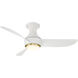 Corona 44 inch Soft Brass Matte White with Matte White Blades Flush Mount Ceiling Fan in 3000K, Soft Brass and Matte White