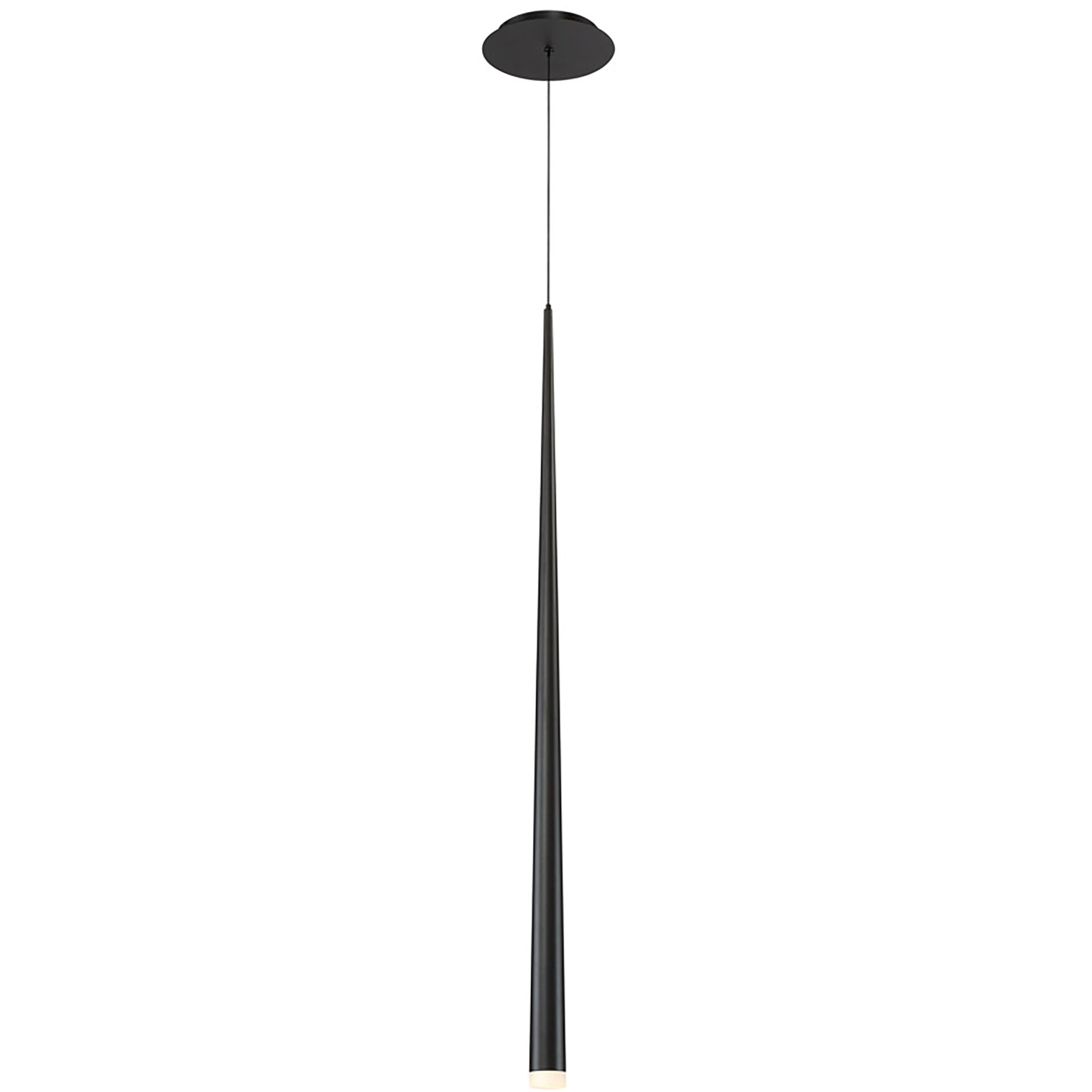 Cascade LED 1.5 inch Black Pendant Ceiling Light in Round, 37in.