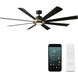 Aura 72 inch Soft Brass and Matte Black with Matte Black Blades Downrod Ceiling Fan in Soft Brass Matte Black