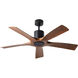 Aviator 54 inch Matte Black and Distressed Koa with Distressed Koa Blades Downrod Ceiling Fan in Matte Black Distressed Koa, Smart Ceiling Fan