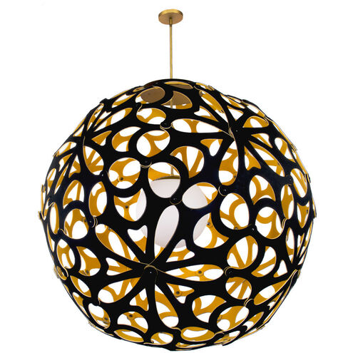 Groovy LED 36 inch Black-Gold Brushed Nickel Pendant Ceiling Light in 48in., Black and Gold
