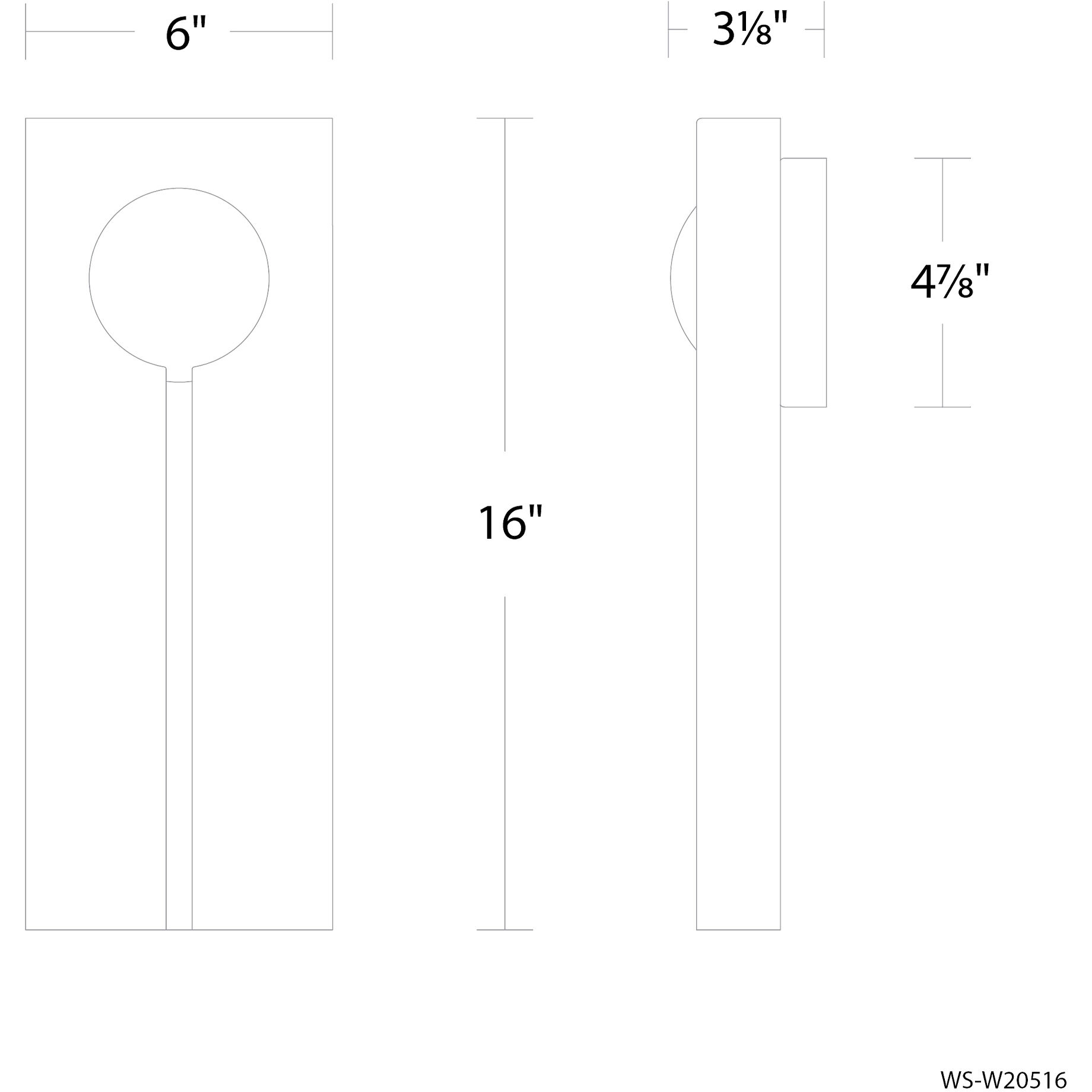 Keyhole LED 16 inch Black and Textured Brushed Nickel Outdoor Wall Lighting