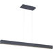 BDSM LED 42 inch Black Linear Pendant Ceiling Light in Black Vintage Leather