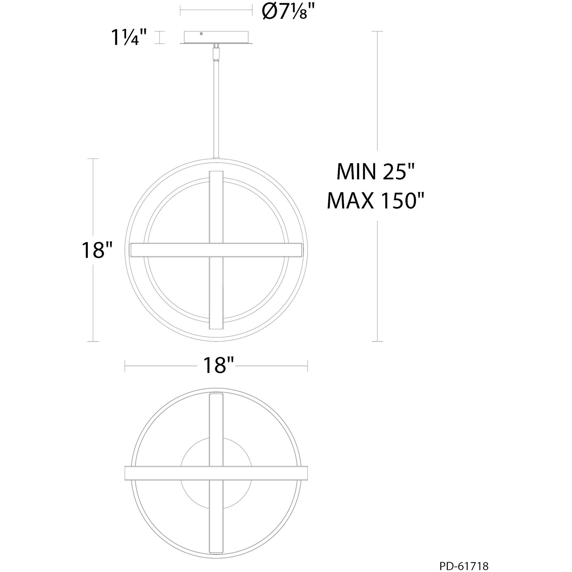 Kinetic LED 18 inch Black Indoor Hanging Lighting Ceiling Light