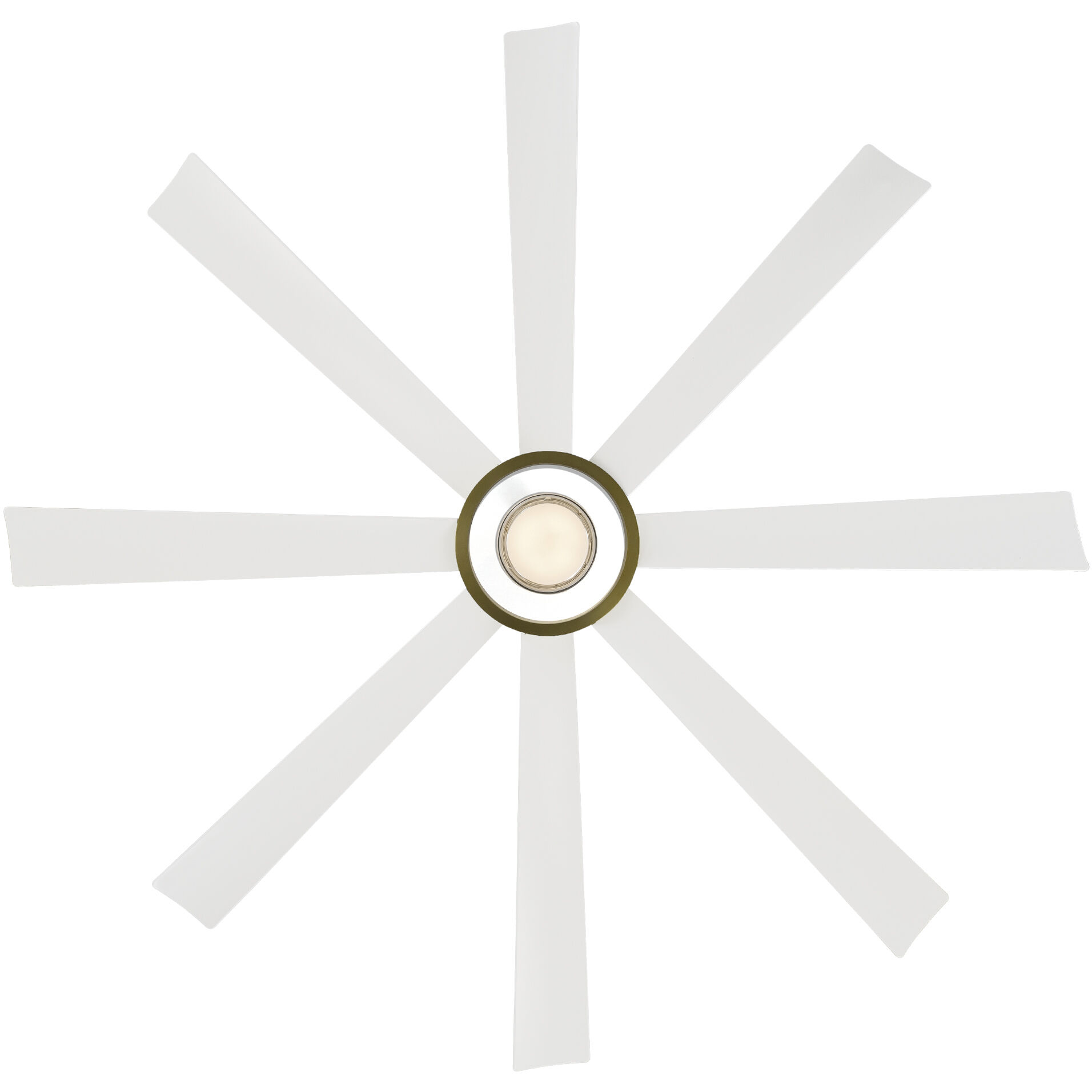 Aura 72 inch Soft Brass and Matte White with Matte White Blades Downrod Ceiling Fan in Soft Brass Matte White