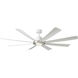 Aura 72 inch Brushed Nickel Matte White with Matte White Blades Downrod Ceiling Fan