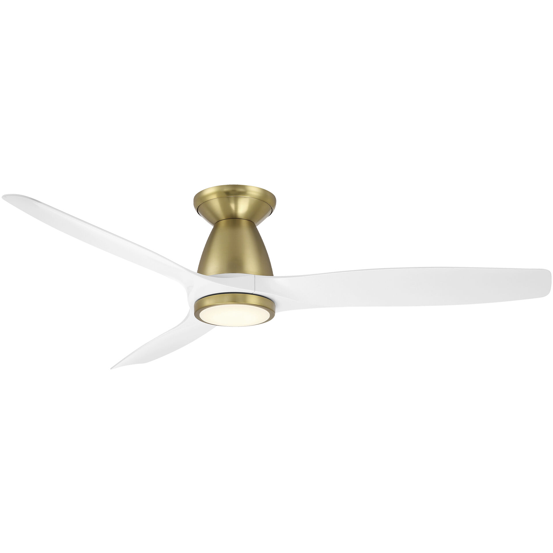 Skylark 54 inch Soft Brass and Matte White with Matte White Blades Flush Mount Ceiling Fan in Soft Brass Matte White
