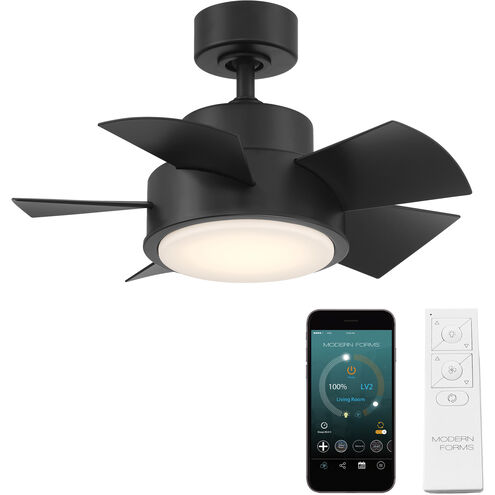 Vox 26 inch Matte Black Downrod Ceiling Fan in 3500K
