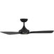 Mykonos 3 52 inch Matte Black Downrod Ceiling Fan in 3000K