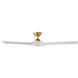 Torque 58 inch Soft Brass and Matte White with Matte White Blades Downrod Ceiling Fan in Soft Brass Matte White