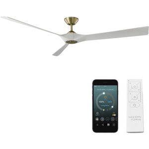 Torque 70 inch Soft Brass and Matte White with Matte White Blades Downrod Ceiling Fan
