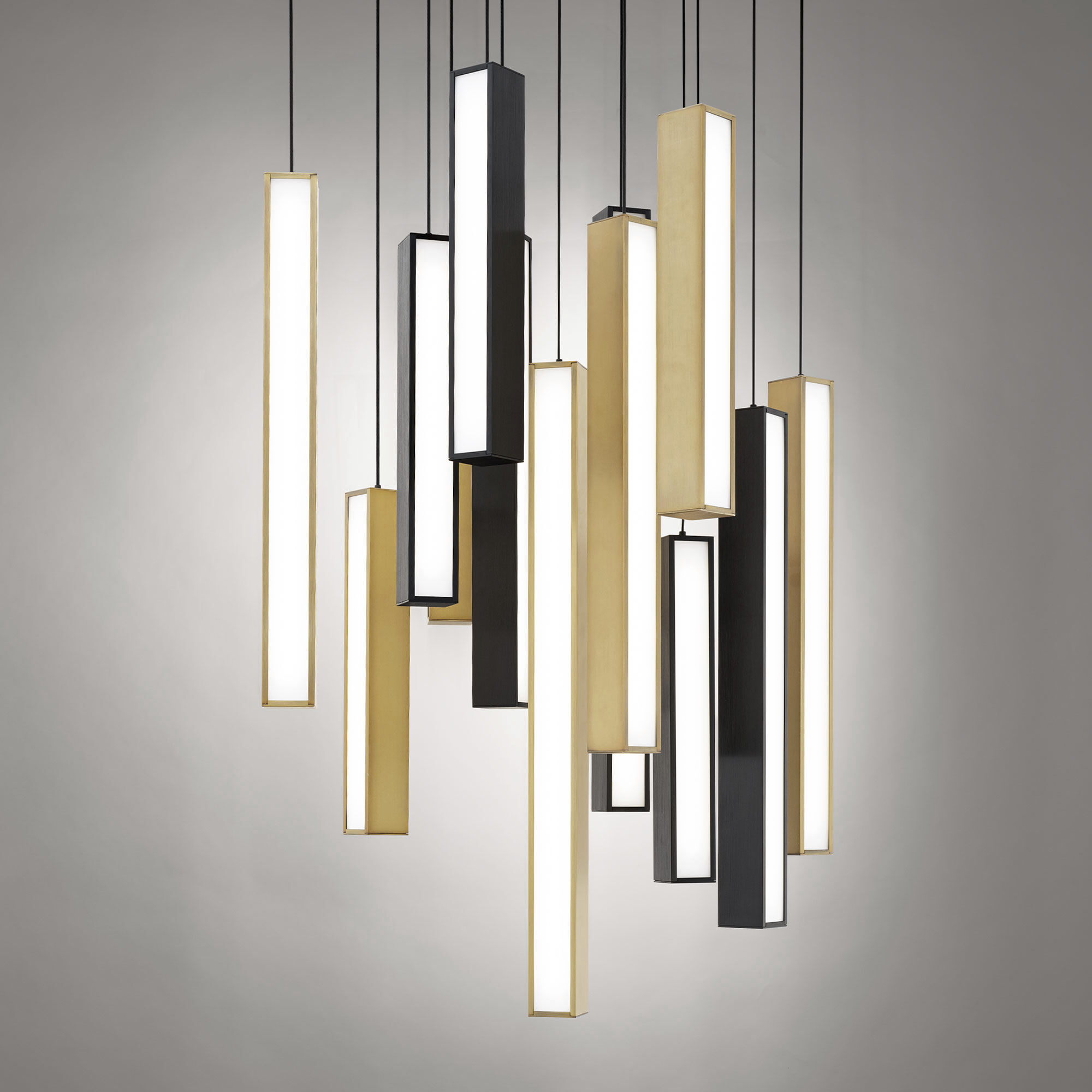 Chaos 13 Light 20 inch Black Aged Brass Multi-Light Pendant Ceiling Light