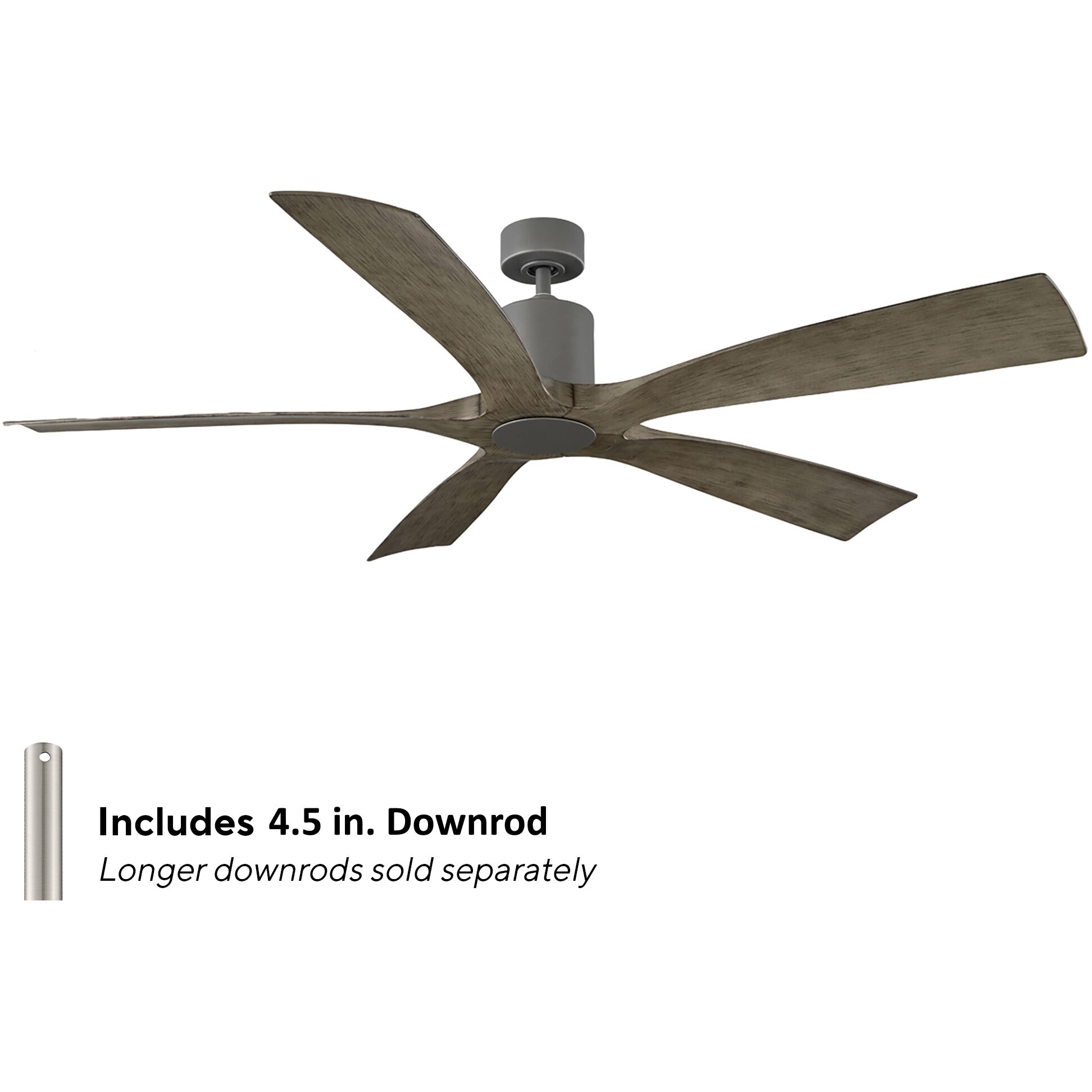 Aviator 70 inch Graphite and Weathered Gray with Weathered Gray Blades Downrod Ceiling Fan in Graphite Weathered Gray, Smart Ceiling Fan