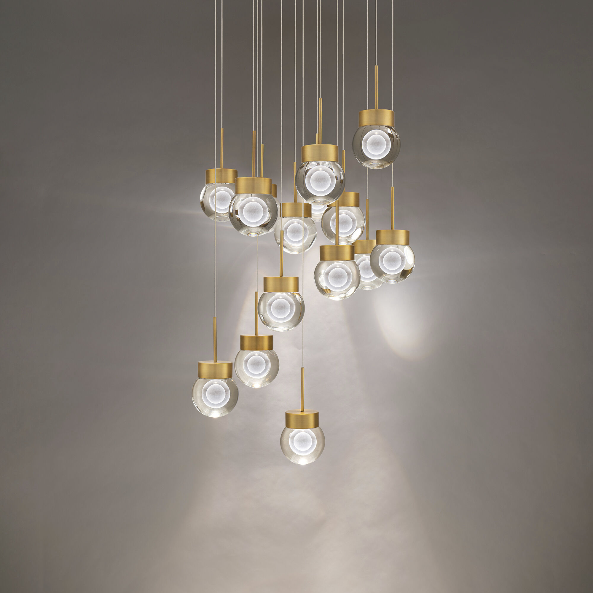 Double Bubble 15 Light 23 inch Aged Brass Multi-Light Pendant Ceiling Light